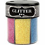 Glitter, mixade färger, 6 olika