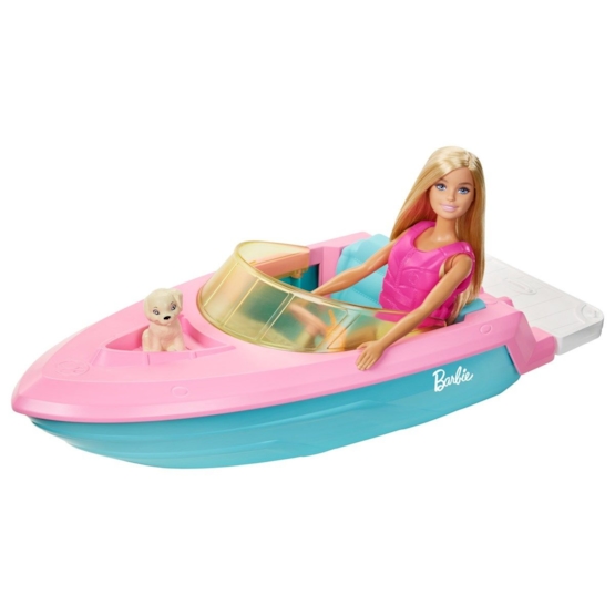 Barbie, docka och båt