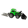Plasto, Traktor med plog och frontlastare, grön hytt, 52 cm