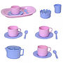 Plasto, Kaffeservis för 4 på bricka, rosa-blå pastell