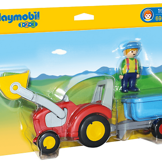 Läs mer om Playmobil 1.2.3 6964, Bonde med traktor och släp