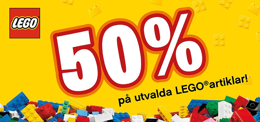 50 % på utvalt LEGO